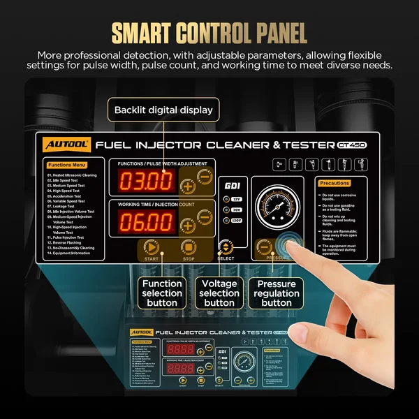 AUTOOL CT450 6-Cylinder Heated GDI/EFI/FSI Fuel Injector Cleaner and Tester