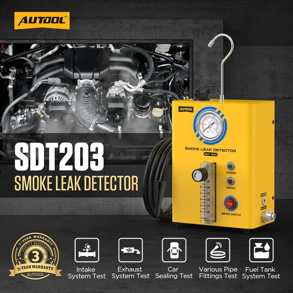 AUTOOL SDT203 Automotive Smoke Leak Detector with Pressure Gauge & Flow Meter