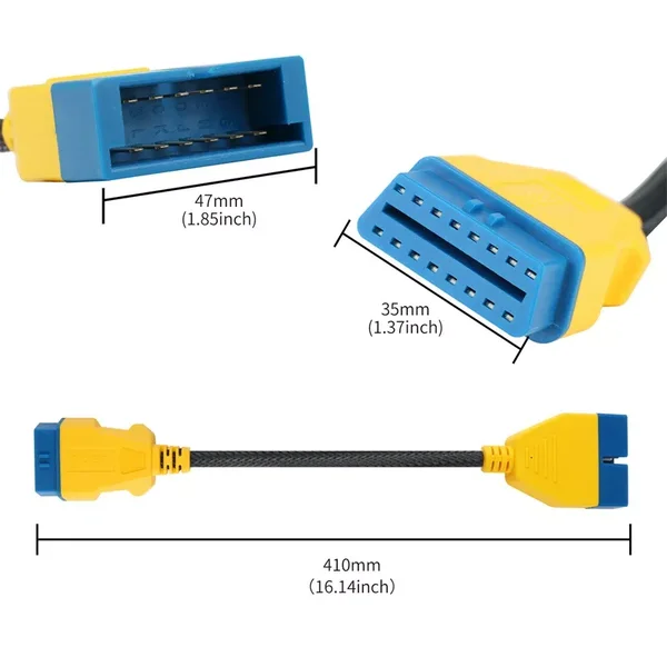 AUTOOL GM 12-Pin to 16-Pin 41cm Braided OBD2 Adapter Cable