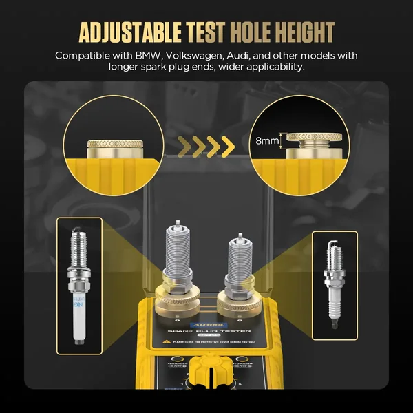 AUTOOL SPT105 Dual-Socket Spark Plug Tester, Adjustable Height, Up to 6000 RPM