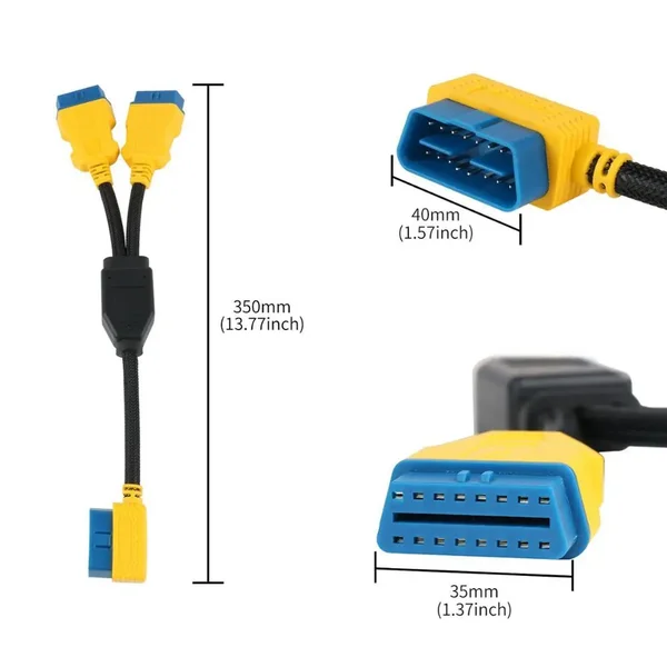 AUTOOL 35cm 1-to-2 OBD2 Splitter Cable