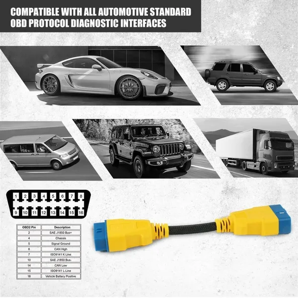 AUTOOL 20cm Braided OBD2 Extension Cable