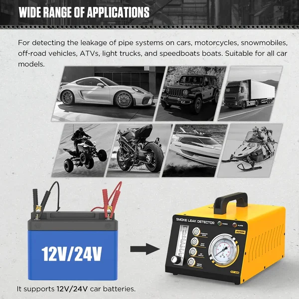 AUTOOL SDT208 Dual-Pressure Automotive Smoke Machine for 12V/24V Vehicles