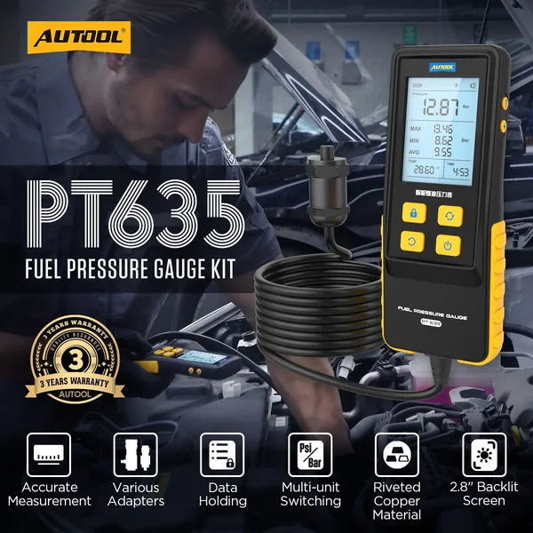 AUTOOL PT635 Digital Fuel Pressure & Temperature Tester Kit