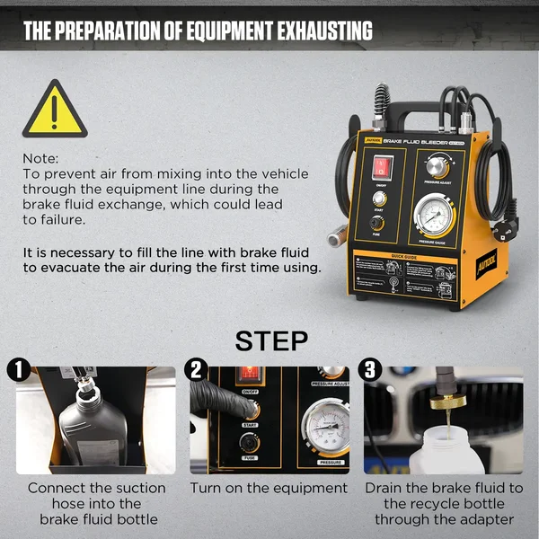 AUTOOL AST605 Pneumatic Pulsating Brake Fluid Exchanger with 3 Connectors