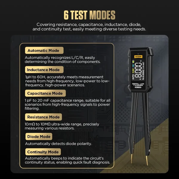 AUTOOL DM103 Digital LCR Tweezer for SMD Components