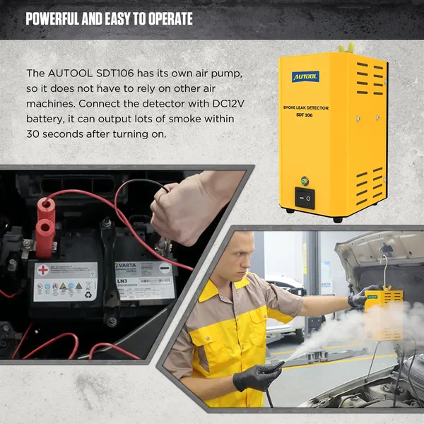 AUTOOL SDT106 Automotive Smoke Leak Detector with Built-In Air Pump & Adapter Kit