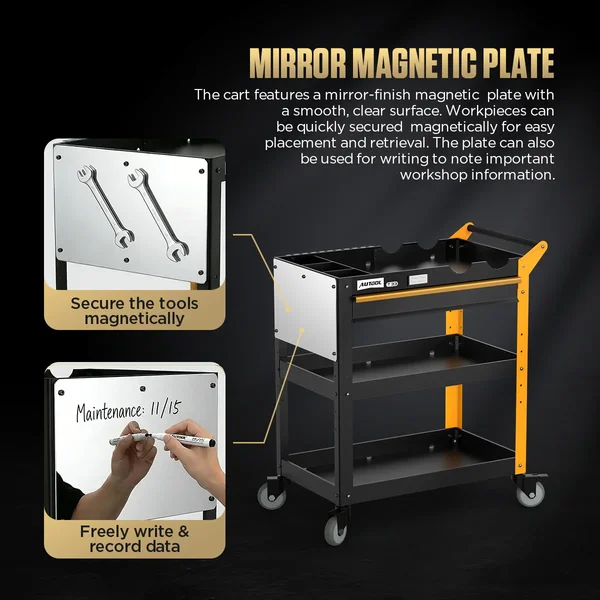 AUTOOL T33 Three-Tier Workshop Tool Cart with Drawer