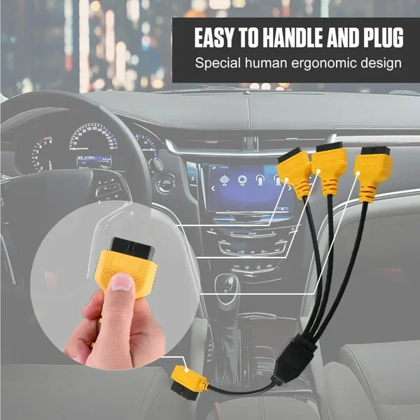 AUTOOL 50cm 1-to-3 Two-Pack OBD2 Splitter Cable