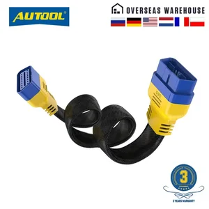 AUTOOL 60cm Braided 16-Pin Male to Female OBD2 Extension Cable