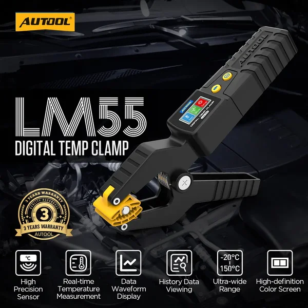 AUTOOL LM55 Pipe Clamp Temperature Meter with Waveform Recording