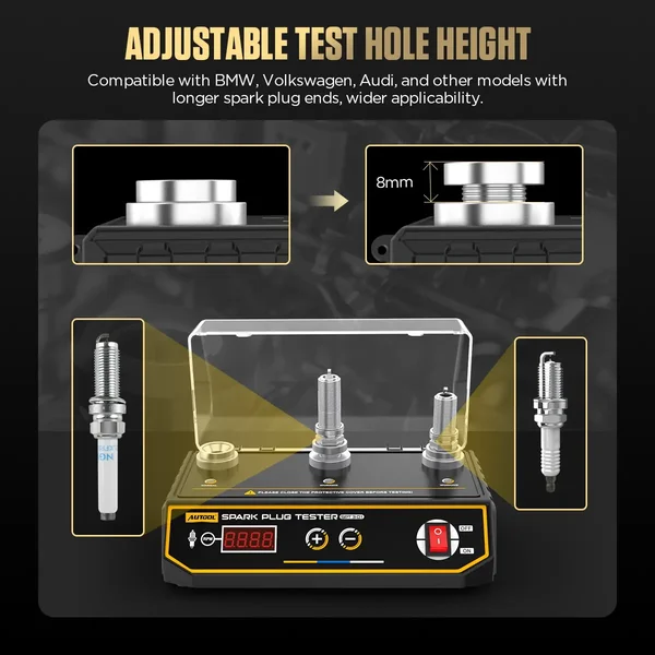 AUTOOL SPT301 3-Socket Digital Spark Plug Tester, 200–9000 RPM