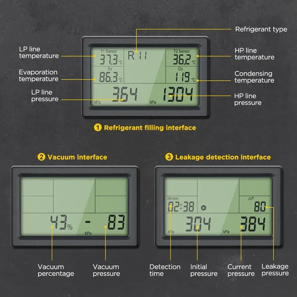 AUTOOL LM150 Digital Manifold Gauge with 93-Refrigerant Database