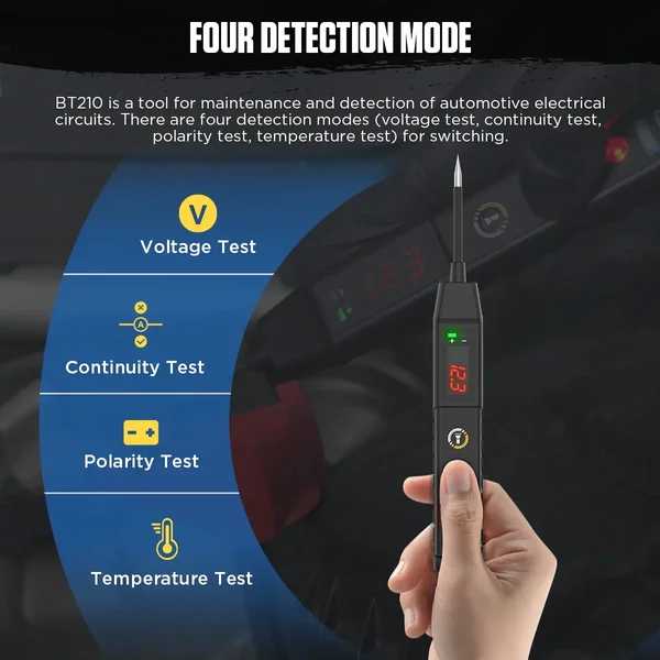 AUTOOL BT210 9–30V Digital Automotive Circuit Tester with Temperature Mode