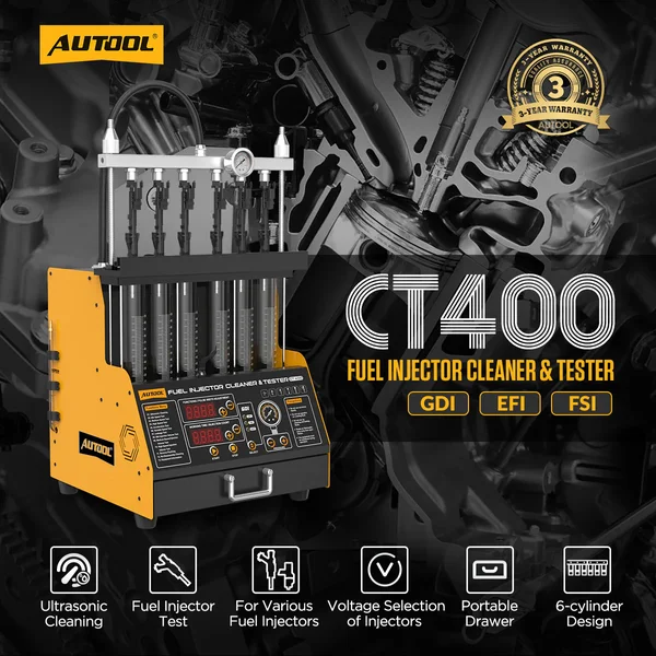 AUTOOL CT400 6-Cylinder GDI/EFI/FSI Fuel Injector Cleaner and Tester