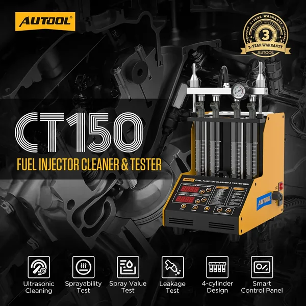 AUTOOL CT150 4-Cylinder Fuel Injector Cleaner and Tester