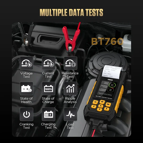 AUTOOL BT760 Automotive Battery Tester with Thermal Printer
