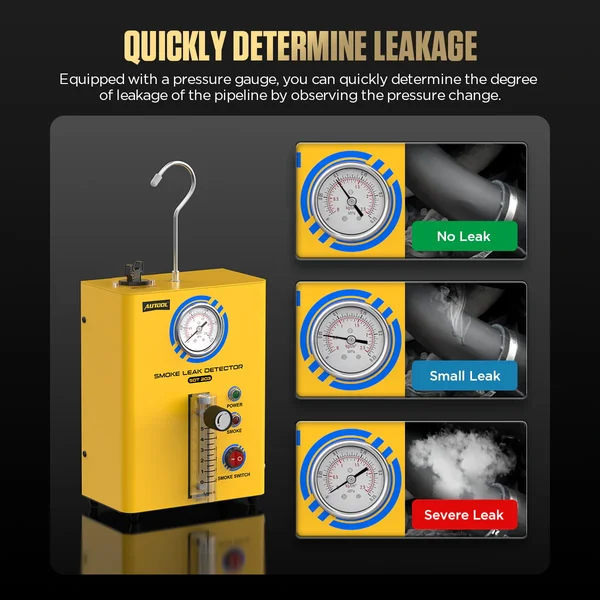 AUTOOL SDT203 Automotive Smoke Leak Detector with Pressure Gauge & Flow Meter
