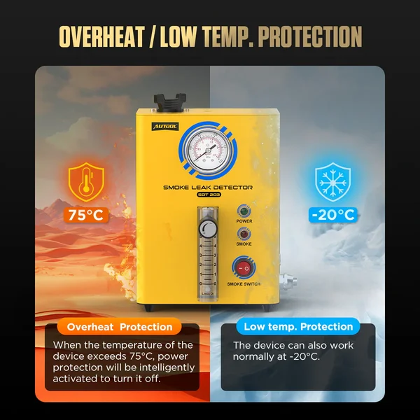 AUTOOL SDT203 Automotive Smoke Leak Detector with Pressure Gauge & Flow Meter