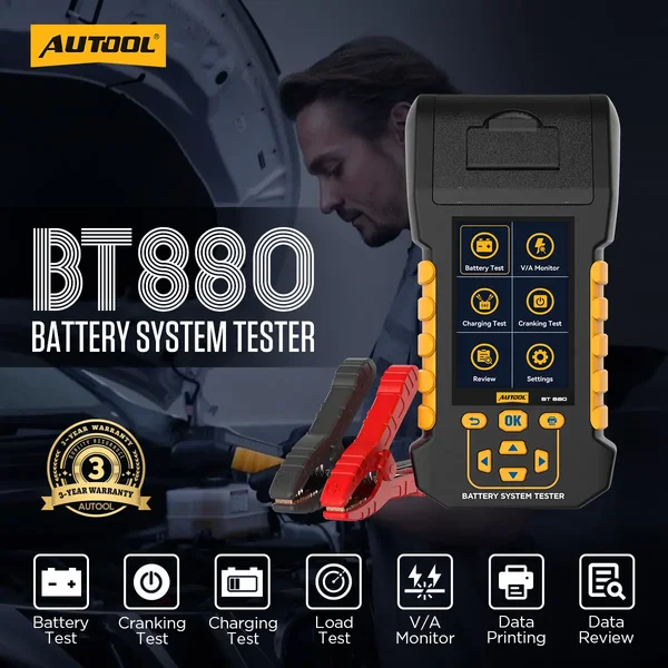 AUTOOL BT880 Automotive Battery Tester with Leakage Monitoring