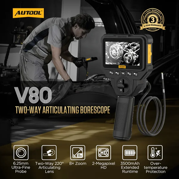 AUTOOL V80 6.25 mm Two-Way Articulating Borescope