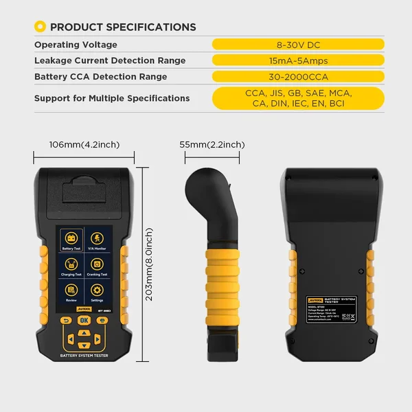AUTOOL BT880 Automotive Battery Tester with Leakage Monitoring