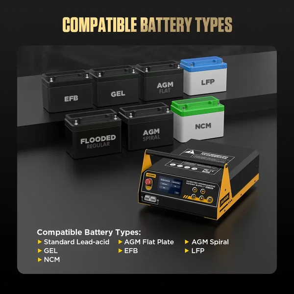 AUTOOL EM385 ECU Programming Power Supply & LiFePO4/Lead-Acid Battery Charger