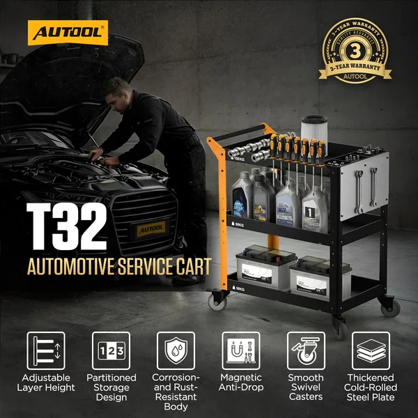 AUTOOL T32 Three-Tier Workshop Tool Cart