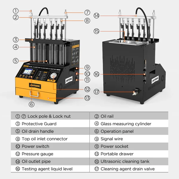 AUTOOL CT500 6-Cylinder GDI/EFI/FSI Fuel Injector Cleaner and Tester