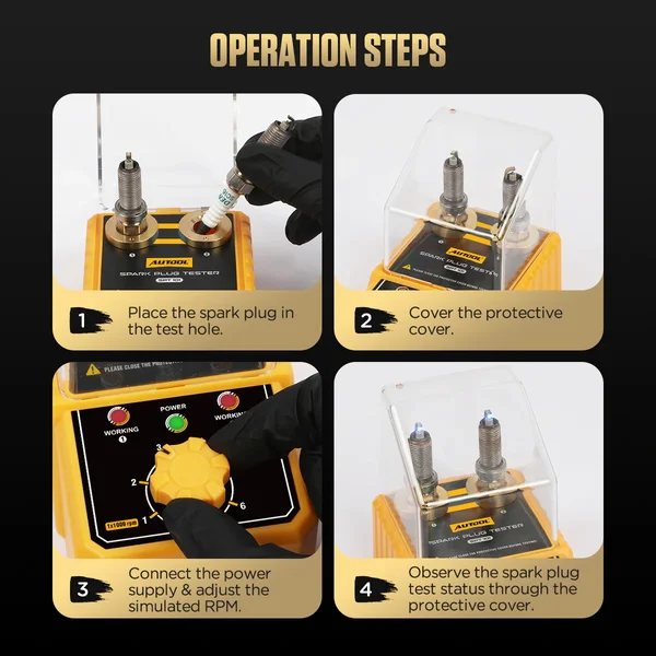 AUTOOL SPT101 Dual-Socket Spark Plug Tester, Up to 6000 RPM