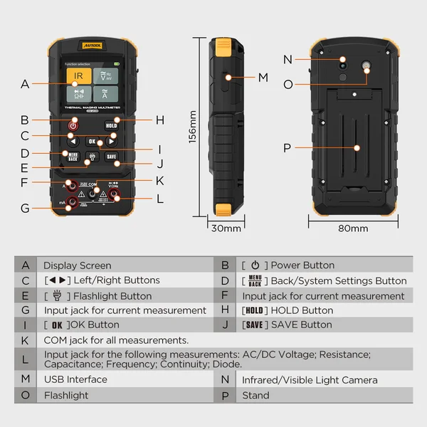AUTOOL DM208 True RMS Digital Multimeter with Thermal Imaging