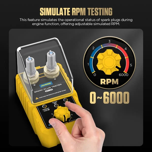 AUTOOL SPT105 Dual-Socket Spark Plug Tester, Adjustable Height, Up to 6000 RPM