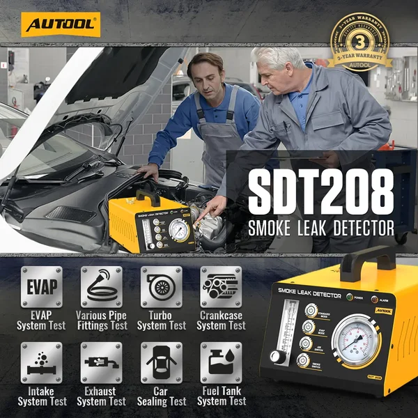 AUTOOL SDT208 Dual-Pressure Automotive Smoke Machine for 12V/24V Vehicles