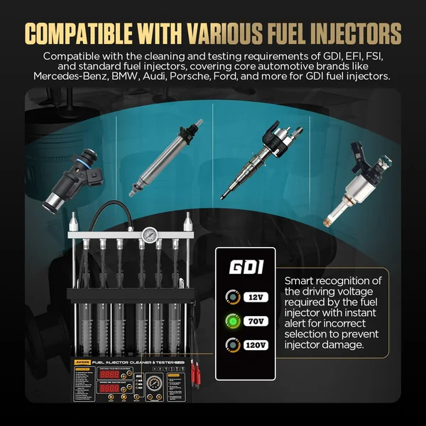 AUTOOL CT450 6-Cylinder Heated GDI/EFI/FSI Fuel Injector Cleaner and Tester