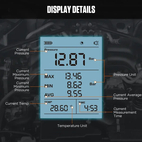 AUTOOL PT635 Digital Fuel Pressure & Temperature Tester Kit