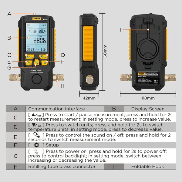 AUTOOL LM100 Digital Vacuum Gauge