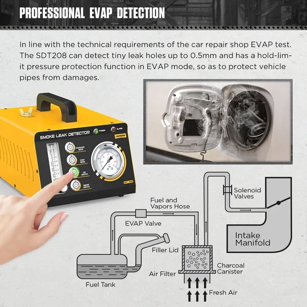 AUTOOL SDT208 Dual-Pressure Automotive Smoke Machine for 12V/24V Vehicles