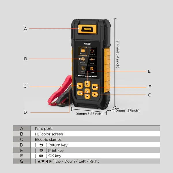 AUTOOL BT760 Automotive Battery Tester with Thermal Printer