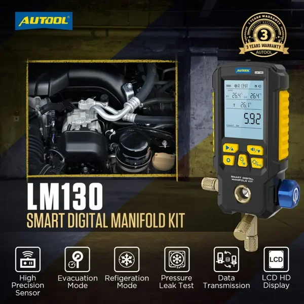 AUTOOL LM130 Smart Digital Manifold Kit with Filling Window