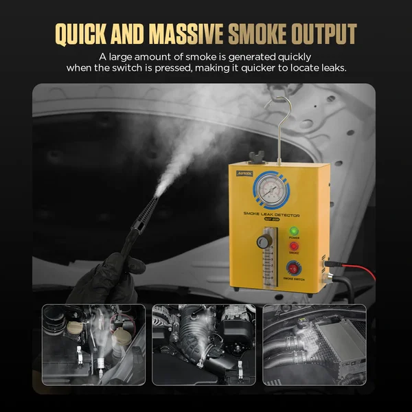 AUTOOL SDT203 Automotive Smoke Leak Detector with Pressure Gauge & Flow Meter