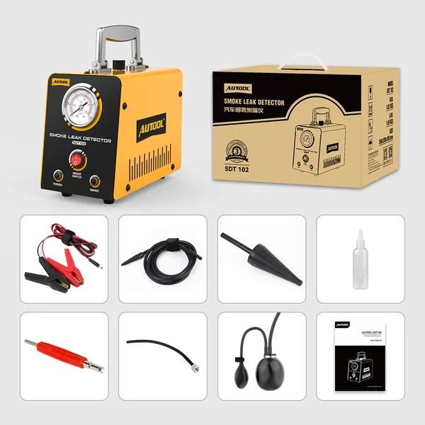 AUTOOL SDT102 Automotive Smoke Leak Detector with Built-In Air Pump & Pressure Gauge