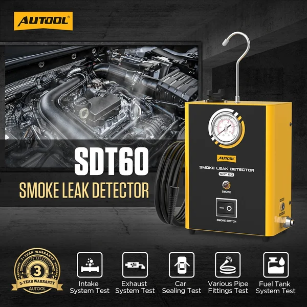AUTOOL SDT60 Automotive Smoke Leak Detector with Built-In Air Pump & Pressure Gauge