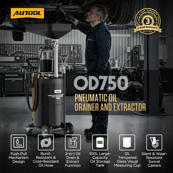 AUTOOL OD750 100 L Pneumatic Oil Extractor and Drainer with 12 L Sight Cup