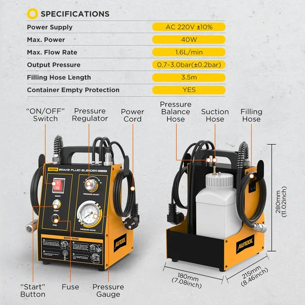 AUTOOL AST605 Pneumatic Pulsating Brake Fluid Exchanger with 3 Connectors