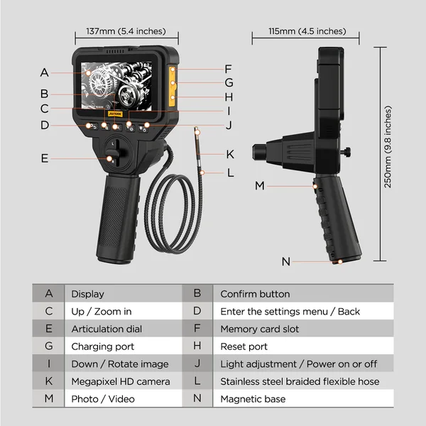 AUTOOL V81 5 mm Two-Way Articulating Borescope