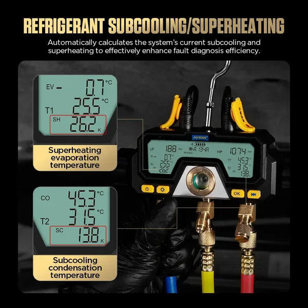 AUTOOL LM70 Smart Digital Manifold Gauge with Superheat & Subcooling