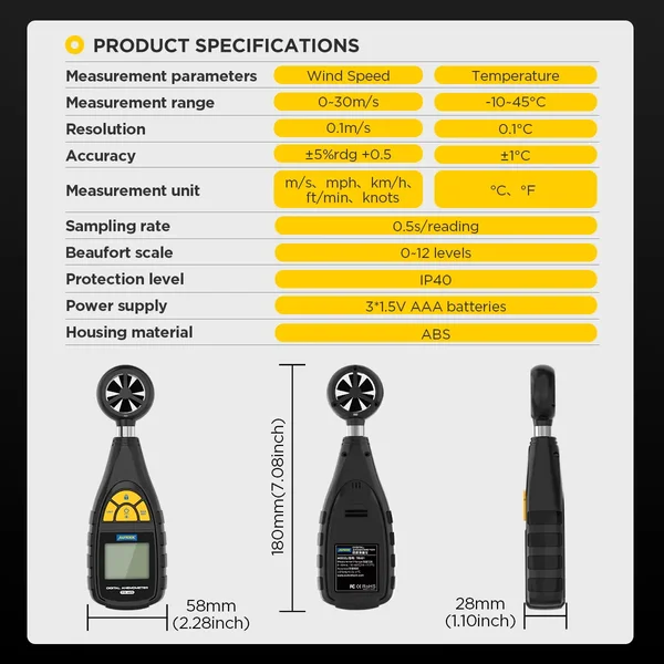 AUTOOL TR401 Digital Anemometer