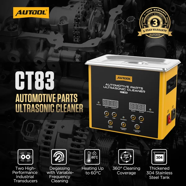 AUTOOL CT83 3 L Dual-Transducer Heated Ultrasonic Parts Cleaner