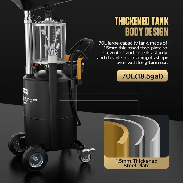AUTOOL OD720 70 L Pneumatic Oil Extractor and Drainer with 10 L Measuring Cup
