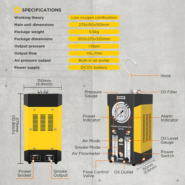 AUTOOL SDT206 Dual-Pump Automotive Smoke Machine